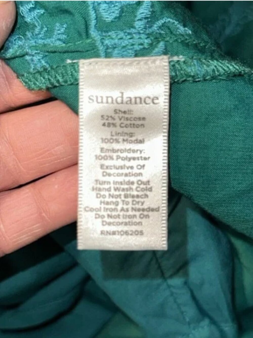 Sundance Almara Embroidered and Lace Long Sleeve in Teal Women's Top Size M - Picture 9 of 9